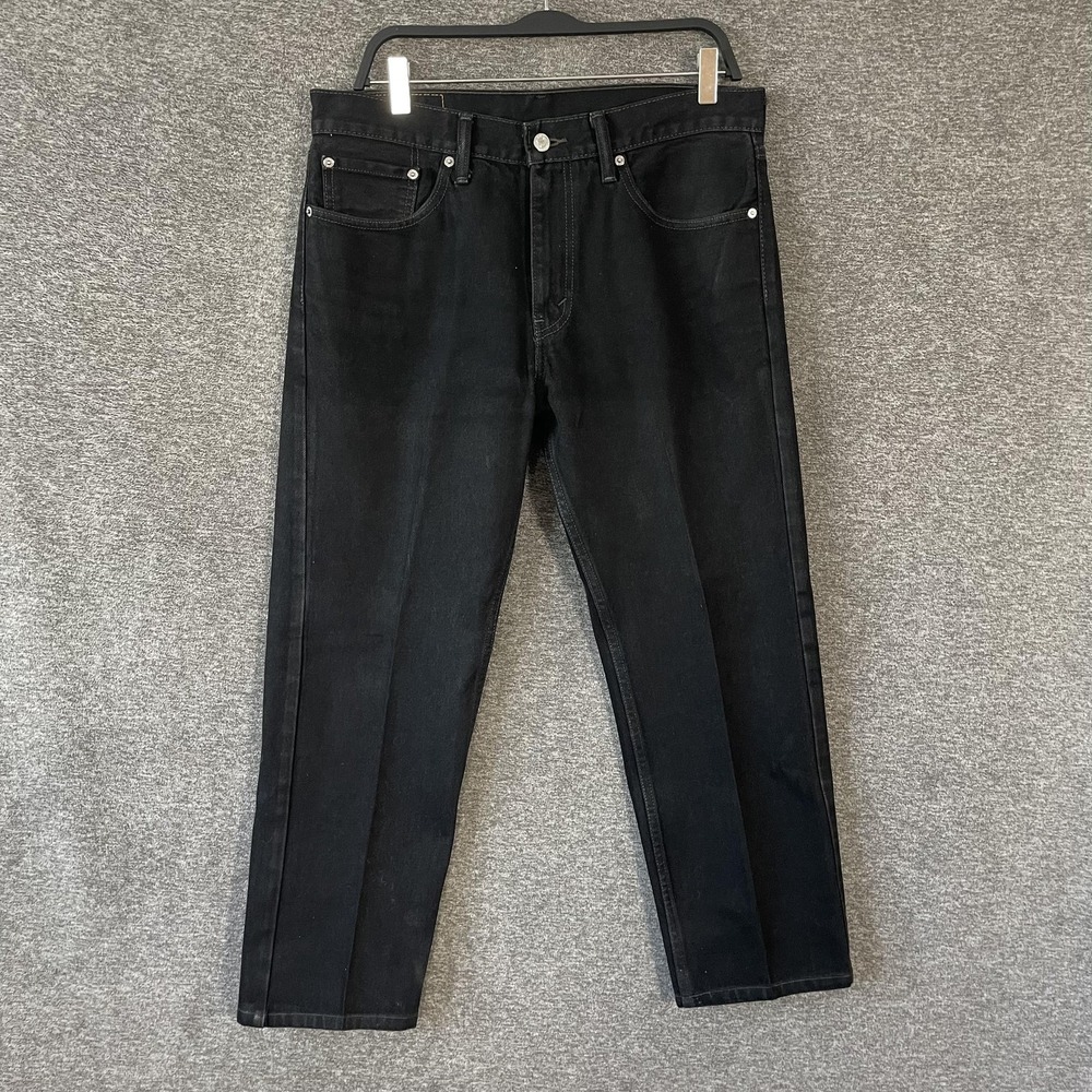 Levis 505 Jeans Mens 32x30 Black Dark‎ Wash Straight Leg Regular Fit Denim Pants